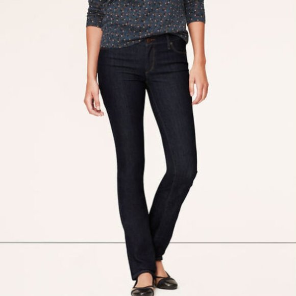 LOFT Dark Wash Modern Straight Jeans - 6